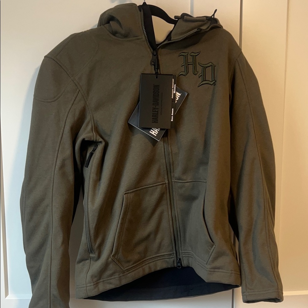 Harley-Davidson H-D Deflector 2.0 Hooded Riding Jacket in Army Green - Picture 3 of 8